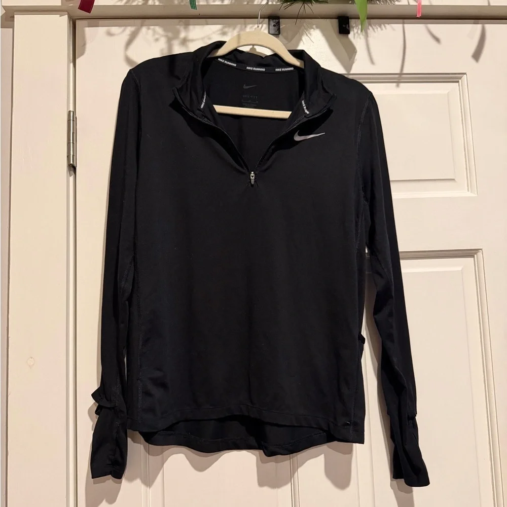 Nike Running Women's Black Long Sleeve Quarter Zip with Thumb Holes